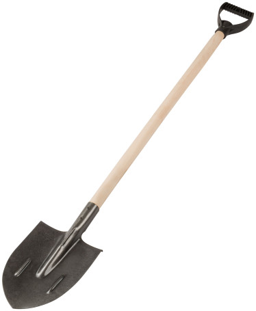 Bayonet shovel, "rail steel", with a wooden handle 210x385x1440 mm