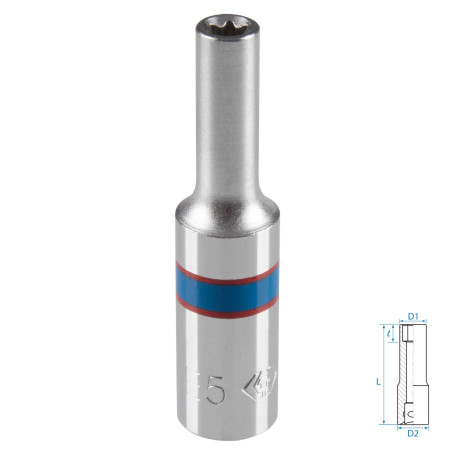 Головка торцевая TORX Е-стандарт 1/4", E5, L = 50 мм KING TONY 227505M
