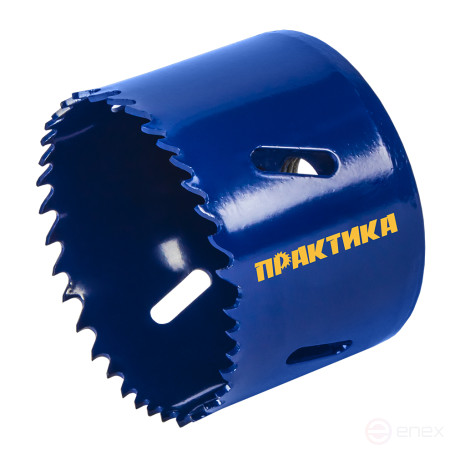 Коронка биметаллическая ПРАКТИКА 64 мм (1шт), клипса (036-018)