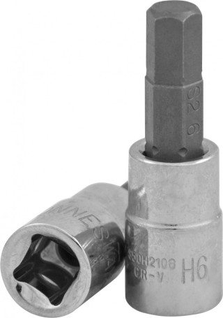 S09H406 1/2" DR end nozzle with hex bit insert, H6. 55 mm