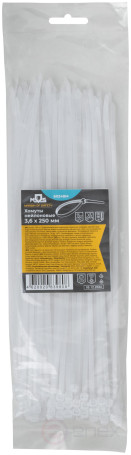 Хомуты нейлоновые для проводов, белые 100 шт., 3,6х250 мм