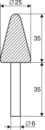 Шарошка абразивная Конус с закруглением 25х35х6 мм