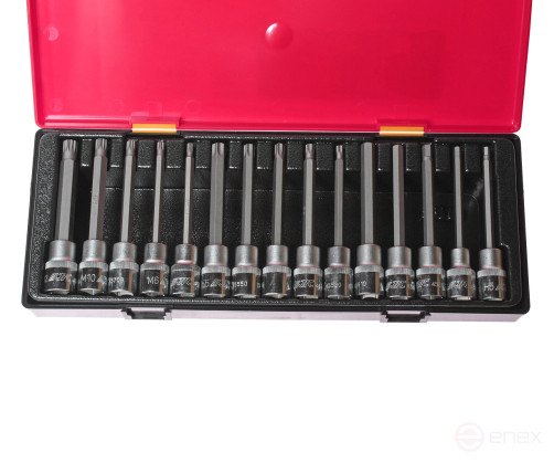 Set of 1/2" TORX,HEX,SPLINE 15-piece heads and bit heads in a JTC case