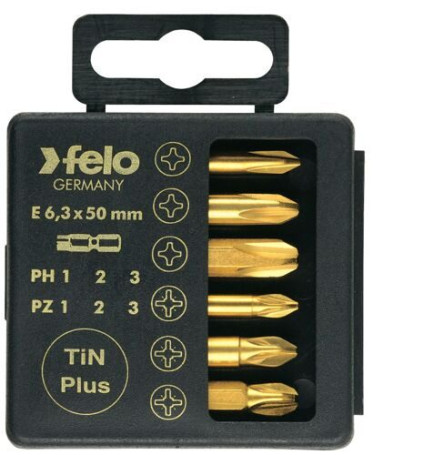Felo Set of bits PZ/PH TiN 50 mm in a case, 6 pcs 03291576