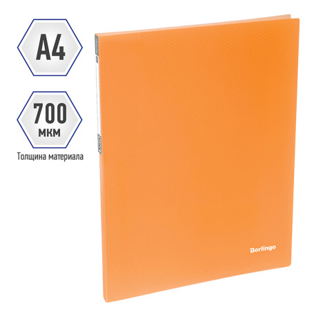 Folder with Berlingo "Neon" spring binder, 17 mm, 700 microns, neon orange