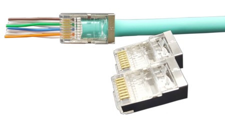 PLEZ-8P8C-U-C6-SH-100 Light termination connector RJ-45 (8P8C) for twisted pair, category 6 (50 µ"/ 50 micro-inches), shielded, universal (for single-core and multi-core cable) (100 pcs.)
