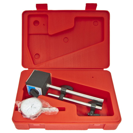 Индикатор ER-86302 часового типа с магнитной стойкой (погрешность-0,01мм), в кейсе ЭВРИКА /1/10