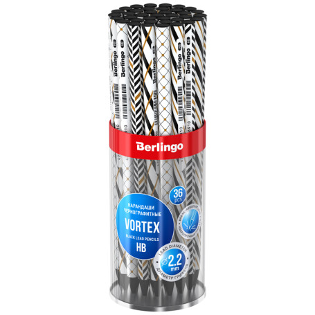 Pencil b/g Berlingo "Vortex" HB, round, ebony, sharpened
