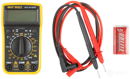 Мультиметр 0,1 мВ-600 В; 0,1 В-600 В; 1 мкА-10 А; 0,1 Ом-2 МОм; коробка