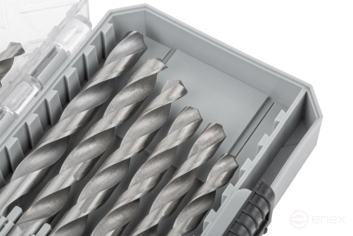 Set of HSS metal drills, 118° sharpening angle, layer. case, 19 pcs. (1-10mm, through 0.5mm)