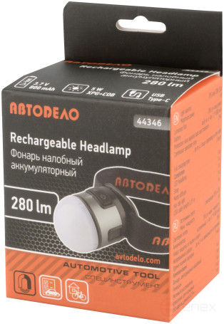 Rechargeable headlamp 280Lm, Li-ion 800mAh (Car body) 44346