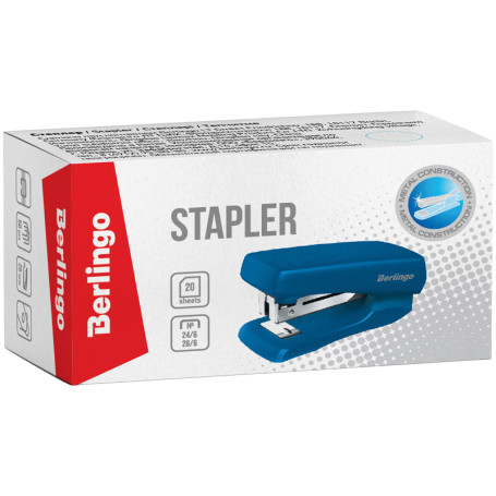Mini stapler No.24/6, 26/6 Berlingo "Universal" up to 20 liters., plastic case, assorted