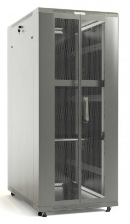 TTB-4266-DD-RAL7035 Floor cabinet 19-inch, 42U, 2055x600x600mm (HxWxD), front and rear hinged perforated doors (75%), handle with lock, new type roof, color gray (RAL 7035) (disassembled)