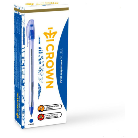 Набор шариковых ручек Crown "Oil Jell" синяя, 0,7мм,штрих-код, 12шт