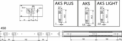 Направляющая шариковая L-450 h=45 AKS