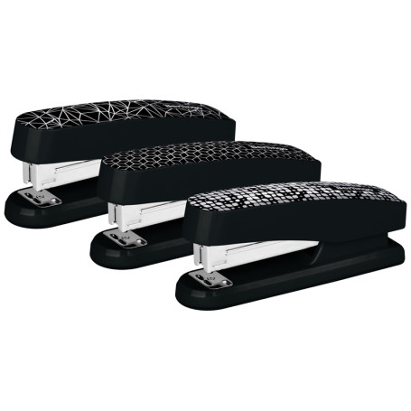 Степлер №24/6, 26/6 Berlingo "DoubleBlack", до 20 л., пластиковый корпус, черный