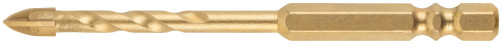 Сверло универсальное, 4 режущие кромки, титановое покрытие, шестигранный U-хвостовик под биту, 5х90 мм