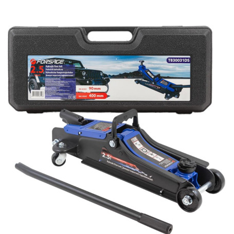 Домкрат подкатной гидравлический 2.5т (h min-90 мм, h ma- 400 мм) в кейсе