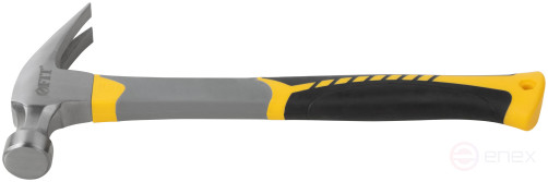 Молоток-гвоздодер, фиберглассовая усиленная 3-х цветная ручка, Профи 29 мм, 450 гр.