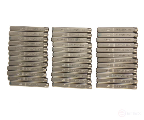 The stamps are letter Cyrillic letters of 6mm (HRC 60+-2 degrees. DIN 1451) JTC