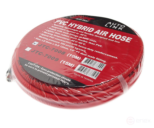 Pneumatic hose 8x12mm L=10m 1/4" PVC JTC fitting