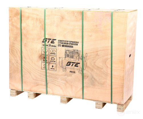 Pneumatic compressor 380V 5.5kW 8atm. 600l/min. receiver-300L portion. remen. single-stage GTE