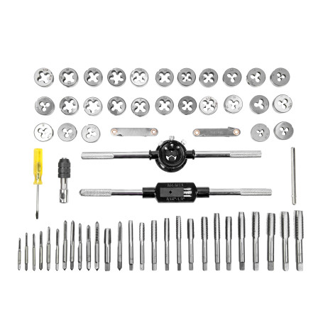 Set of taps and dies 60 items in a metal case