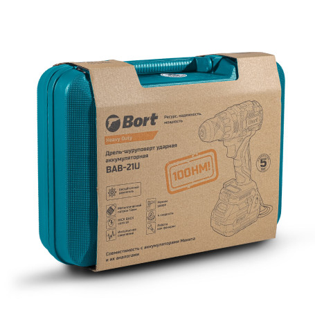 Cordless impact drill BORT BAB-21U (2x4A.h)