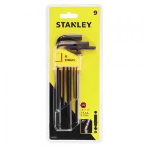 Set of 9 hex socket wrenches with a STANLEY 0-69-256 spherical tip, 1.5-10 mm