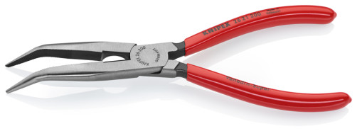 Long pliers with dir. edge, semicircular sponge 40°, cut: provol. cf. Ø 3.2 mm, solid. Ø 2.2 mm, L-200 mm, black, 1-k handles