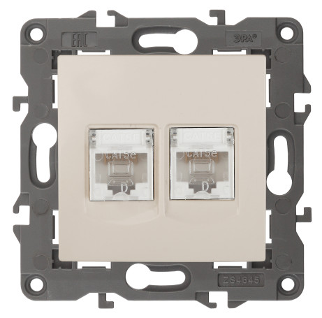 Розетка ЭРА Elegance 14-3108-02 информационная двойная 2хRJ45 IP20 слоновая кость