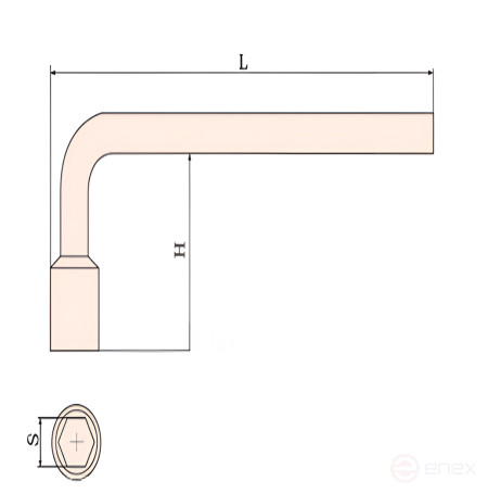 Socket wrench curved intrinsically safe alloy BeCu 121A-17, HORTZ