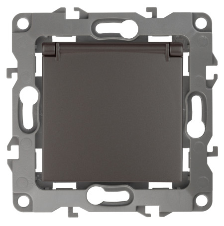 Розетка ЭРА Серия 12 12-2103-13 2P+E Schuko со шторками с крышкой 16A-250В IP20 бронза