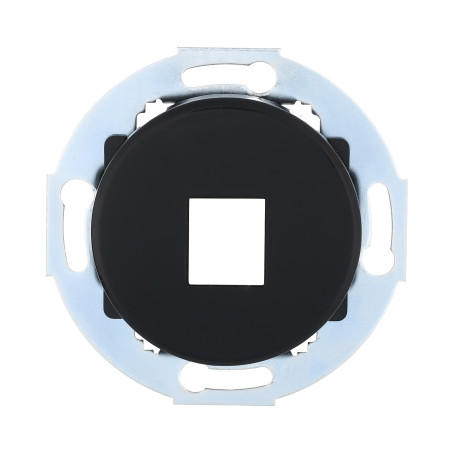 Cover plate with a caliper for a computer and telephone outlet for 1 input (black) WITHOUT Vintage mechanism