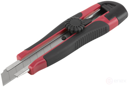 Technical knife "Strong" 18 mm reinforced, rubberized, rotatable.the clamp