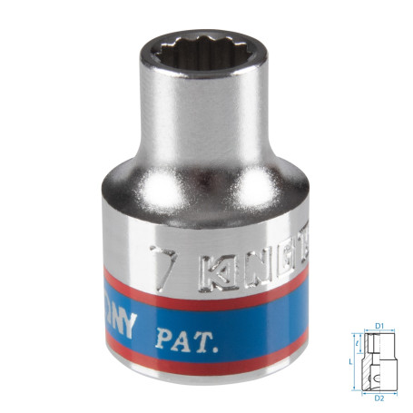Головка торцевая стандартная двенадцатигранная 3/8", 7 мм KING TONY 333007M