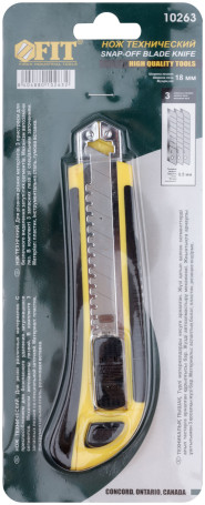 Technical knife 18 mm reinforced rubberized, cassette 3 blades, Pro