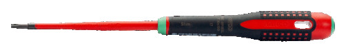 Insulated screwdriver with ERGO handle for TORX T10x100 mm screws, with a thin rod