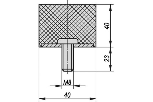 Виброизолятор (буфер резинометаллический) M8x23 до 72 кг KIPP K0568.03001555 (упаковка 2 шт.)