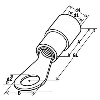 Cable tip with ring, insulated 150 M12