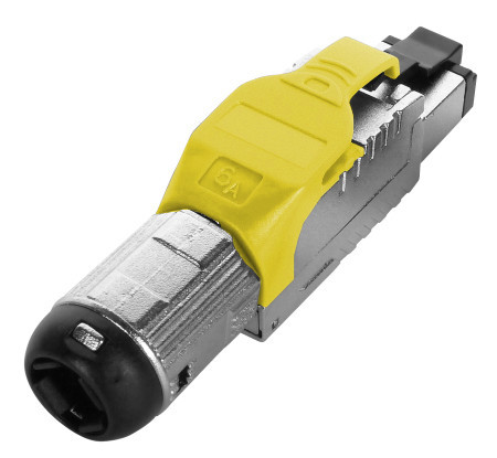 PLUE-8P8C-S-C6A-SH-YL Field termination connector RJ-45 (8P8C) for twisted pair, for single-core cable, toolless, category 6A, shielded, winding shank, yellow