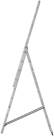 Three-section aluminum ladder, 3 x 9 steps, H=257/426/591 cm, weight 11.18 kg