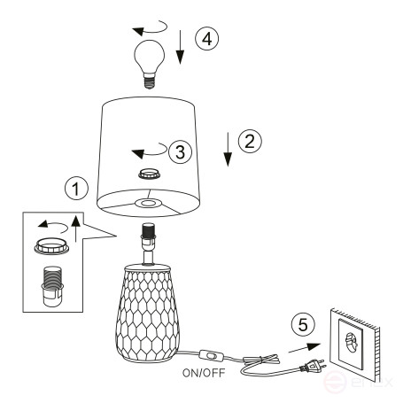Rivoli Bertha 7071-502 Table Lamp 1 * E14 40W ceramic White