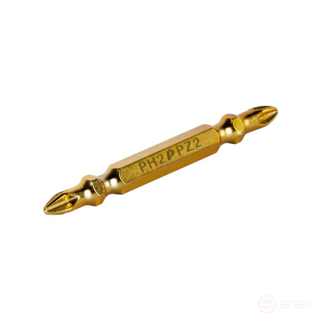 Бита отверточная ПРАКТИКА "Эксперт" двусторонняя PH-2 / PZ-2 х 65мм Tin (1шт), блистер (037-138)