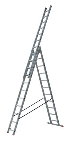 The ladder is aluminum 3-section universal 15 steps. (3x15) Master