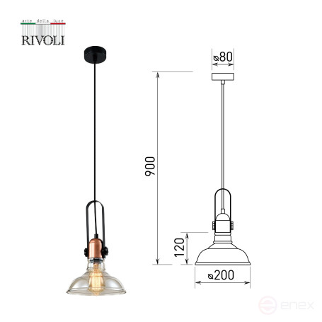 Светильник подвесной (подвес) Rivoli Leila 4093-201 1 х Е27 40 Вт дизайн потолочный