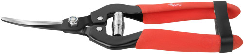 Garden pruner, overlapping cutting edges, curved blades, PVC pads on handles 190 mm