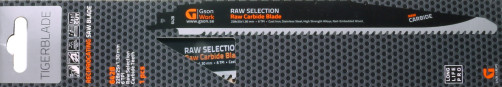 Tigerblade RAW reciprocating saw blade with carbide teeth 228 x 25 x 1.3 mm, 6 TPI