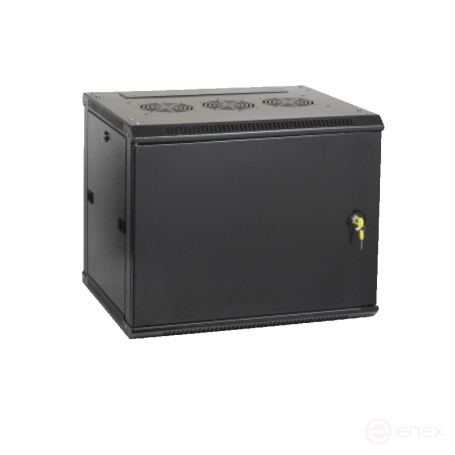 Шкаф телекоммуникационный Ripo 096060MM/B 19" настенный 9U 600х600 черный дверь металл