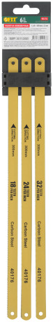 Полотна ножовочные по металлу односторонние 300 мм, набор 6 шт. на подвесе (18ТPI+24ТPI+32ТPI)